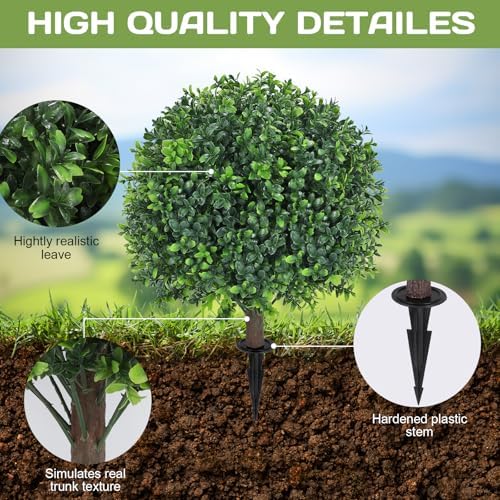 Artificial Boxwood Topiary Ball Tree 24 Set of 2