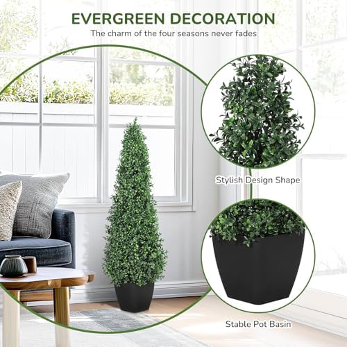 GarveeHome Artificial Boxwood Topiary Trees Set of 2