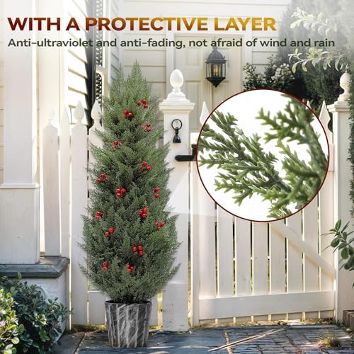 YITAHOME Artificial Cedar Topiary Trees 4FT 2 Pack