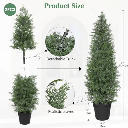 Briful Set of 2 Artificial Cedar Trees 3FT Tall