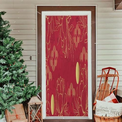 Susiyo Halloween Red Flower Door Cover 32x79 in