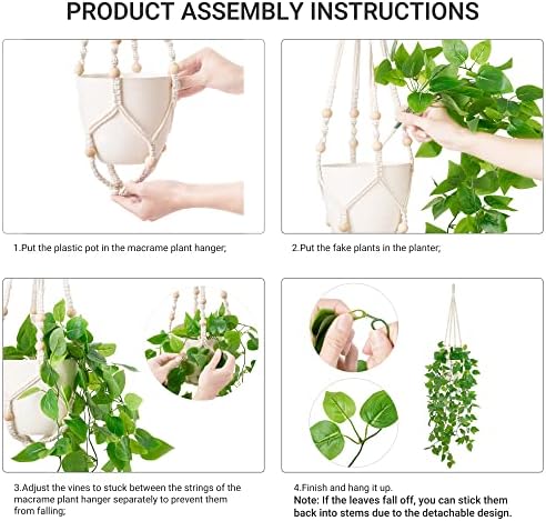 Mkono Fake Hanging Plant with Pot Set