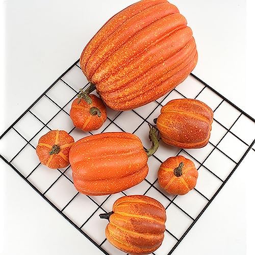7Pcs Artificial Pumpkins Fall Autumn Halloween Decor