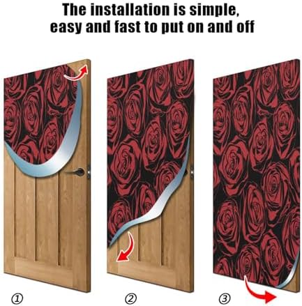 Susiyo Red Floral Halloween Door Cover 32x79 in