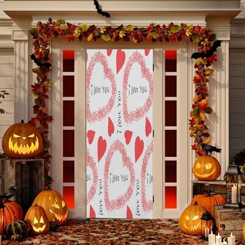 Susiyo Plush Red Heart Halloween Door Cover 32x79 In