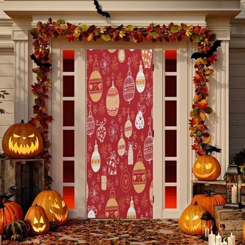 Susiyo Christmas Door Cover Red Halloween Decor 32x79 in