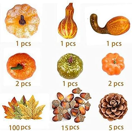 Ochine Thanksgiving Artificial Pumpkins Home Decor Set