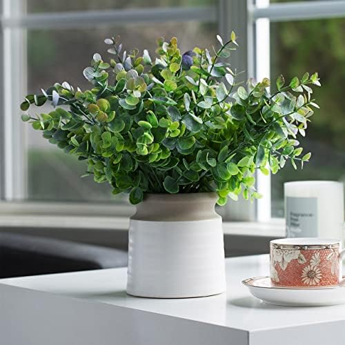Artificial Eucalyptus Topiary in White Ceramic Pot