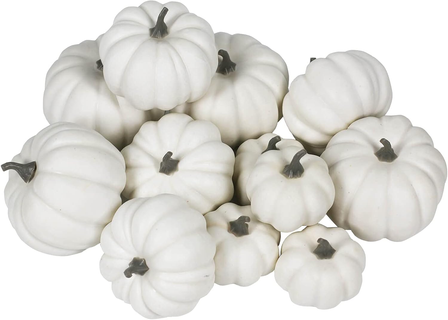 Orgrimmar Realistic Artificial Pumpkins 12PCS White Fall Decor