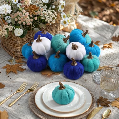 Suncalla 16 Pcs Mini Wool Felt Pumpkins Fall Decor