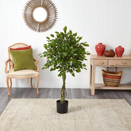 Nearly Natural 4ft Ficus Artificial Topiary Tree