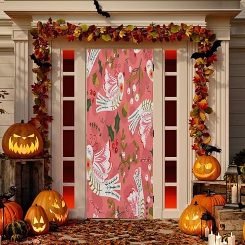 Susiyo Folk Art Birds Halloween Door Cover