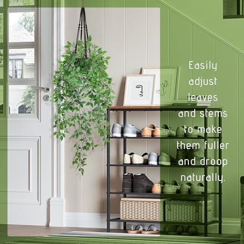 LUZOGA Fake Hanging Plant with Pot Black