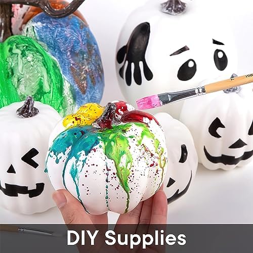 DomeStar 14PCS White Foam Pumpkins for Halloween Decorations
