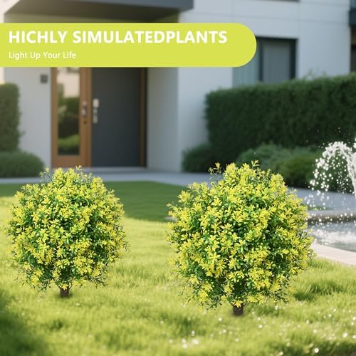 28 Inch Artificial Boxwood Topiary Tree Yellow