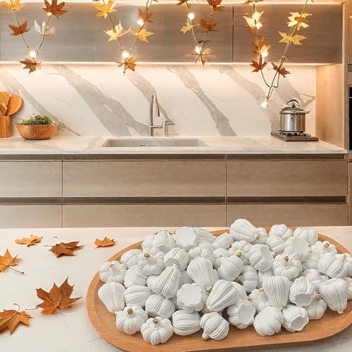 FESTGLOX 100Pcs Mini Resin Pumpkins for Fall Decor