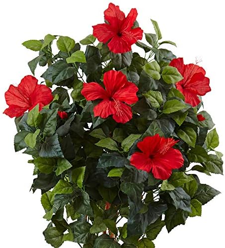 Nearly Natural 5ft Hibiscus Artificial Tree with Planter