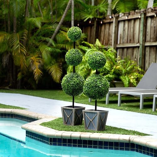 Nearly Natural 3ft UV Resistant Artificial Topiary with LED Lights