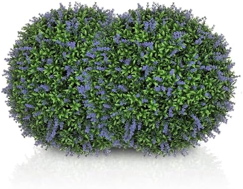 HOMCOM Artificial Boxwood Topiary Ball with Lavender Set of 2