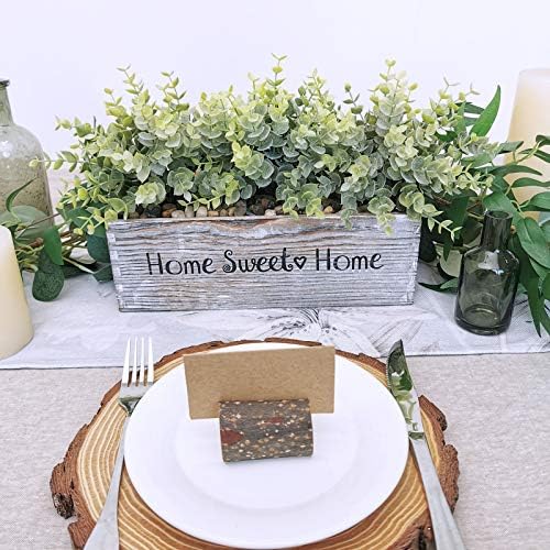 Winlyn 1 Pcs Artificial Eucalyptus Plant in Rectangular Wood Planter Box