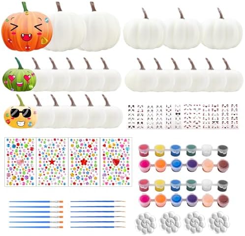 24 Pcs Paintable Foam Pumpkins Halloween Decor DIY Set