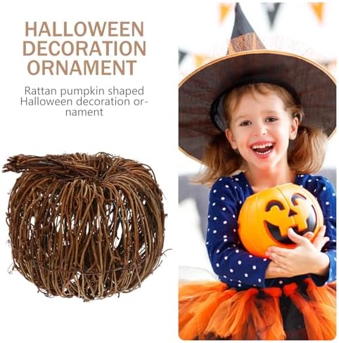 Artificial Rattan Pumpkin Decor 15cm for Halloween Fall