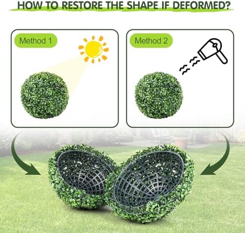 2 Pcs 19 Inch Boxwood Topiary with LED String Lights