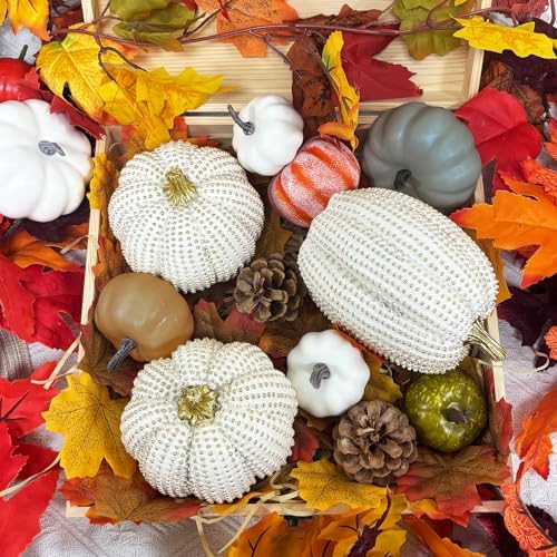 3PCS Resin Pumpkin Decor Fall Table Centerpiece