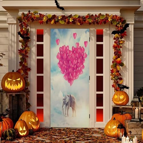Susiyo Flying Elephant Halloween Door Cover 32x79 in