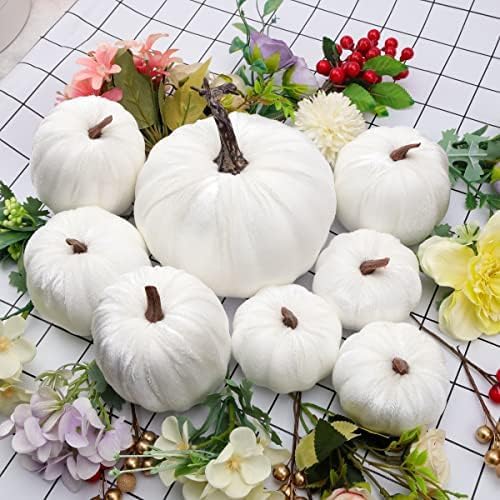 8pcs Artificial Velvet Pumpkin Halloween Decoration Set