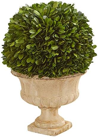 Nearly Natural 12in Boxwood Topiary Ball in Urn