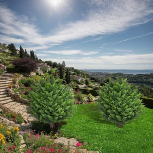 275 Inch Artificial Boxwood Topiary Trees 2 Pack UV Resistant Fake Evergreen