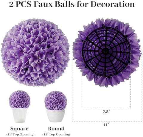 Goplus 11 Inch Artificial Topiary Balls Purple Set of 2