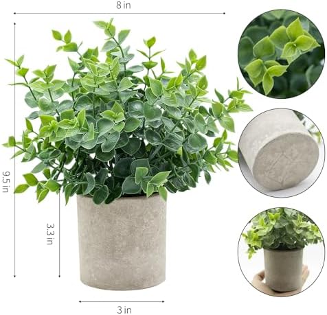 2 Pack Small Artificial Eucalyptus Plants for Home Decor