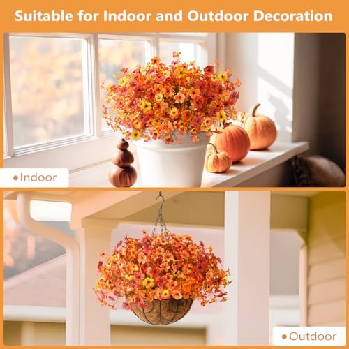 Hommyea Artificial Fall Flowers 12 Bundles 4 Colors