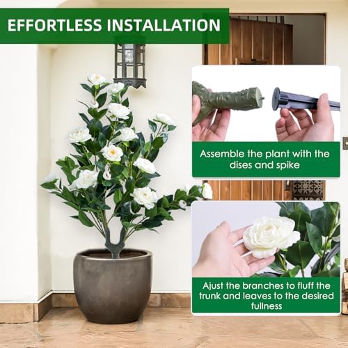 354 Inch Artificial Topiary Tree Set of 2 White Camellia
