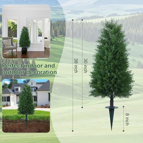Howngyesimu 3FT Artificial Cedar Topiary Trees 2 Pack