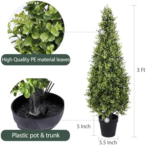 3FT Artificial Boxwood Topiary Tree 2 Pack