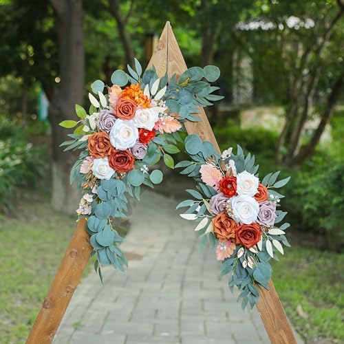 Burnt Orange Wedding Arch Flowers Set of 2