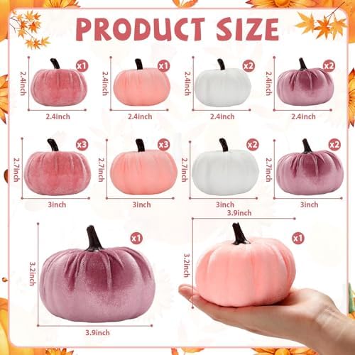 18Pcs Fall Velvet Pumpkin Decor Set for Halloween Thanksgiving