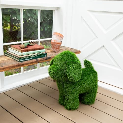 Nearly Natural 18in UV Resistant Artificial Grass Topiary Dog