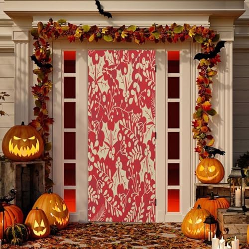 Susiyo Holly Leaves Berries Halloween Door Cover