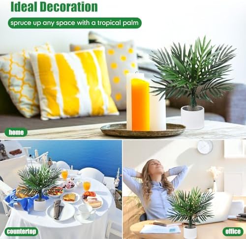 Jexine 4 Pcs 16 Inch Artificial Palm Tree Set