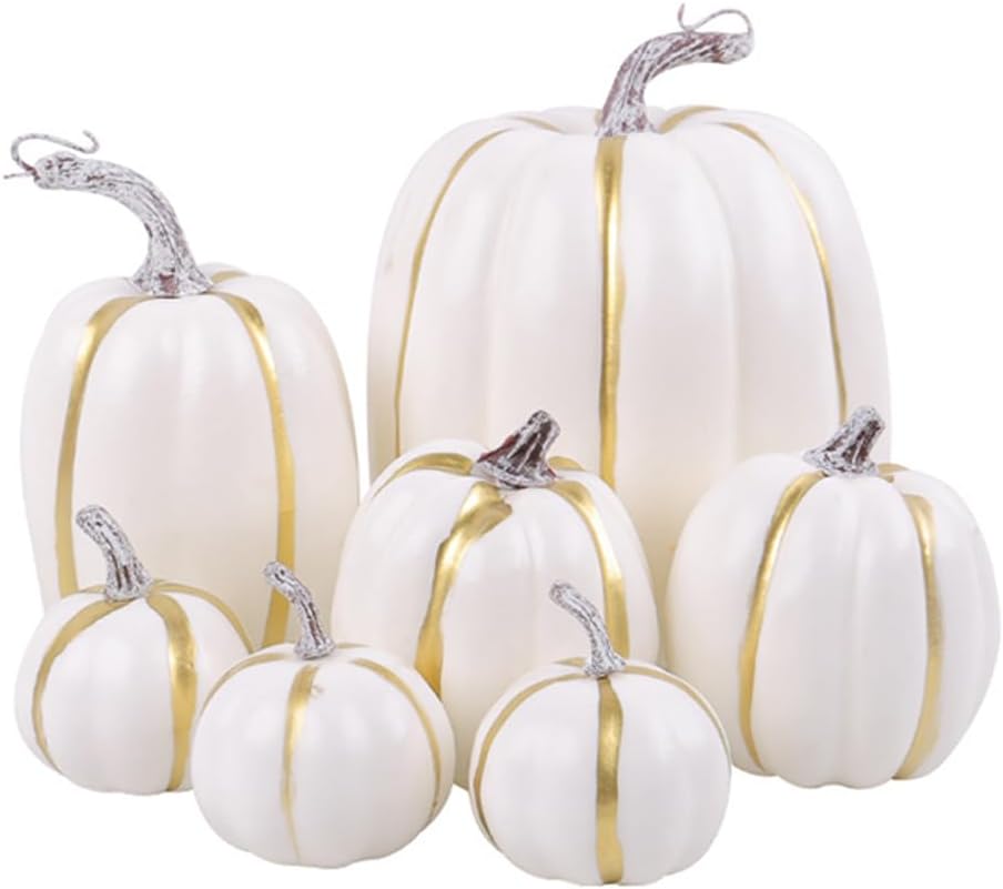 Surakey Artificial Pumpkins 7PCS Foam Set for Fall Decor