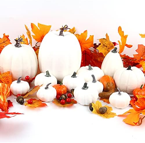 CCINEE 12PCS White Foam Pumpkins for Halloween Decorations