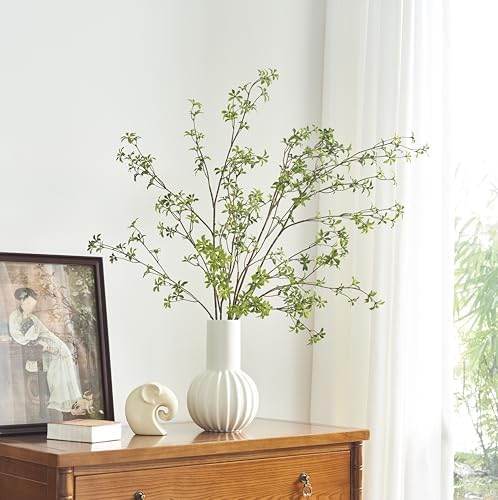 Artificial Greenery Stems 47 Tall Faux Enkianthus Branches 3 Packs Green