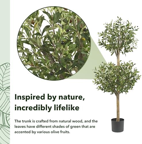 Nearly Natural 5309 Olive Double Topiary Silk Tree 45 Feet Green
