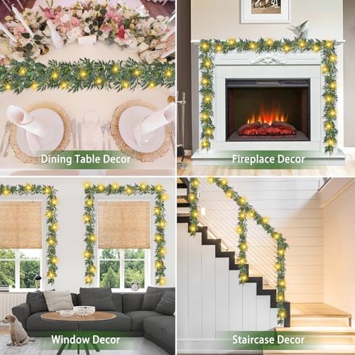 Artgar Eucalyptus Garland with Lights 6 Ft Home Decor