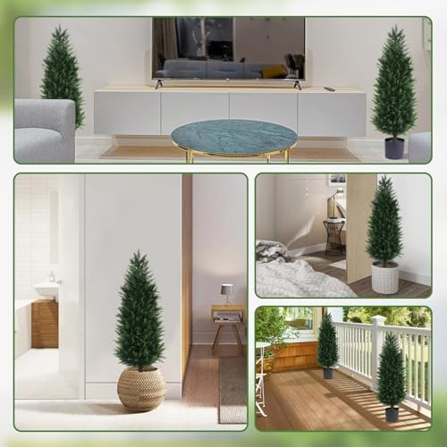 Artificial Cedar Topiary Trees 2 Pack 3FT UV Resistant