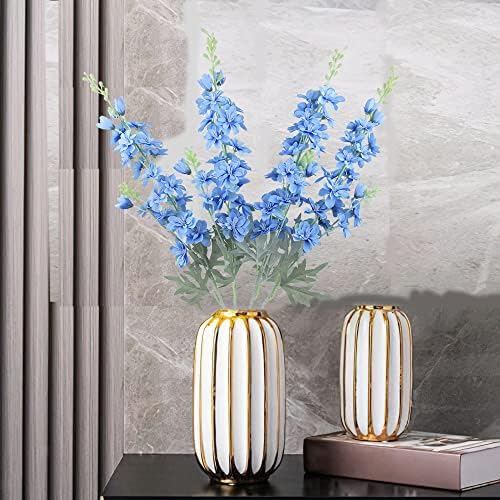 FERIAL Blue Silk Larkspur Artificial Flowers 4pcs
